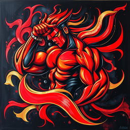 A vibrant and detailed abstract art piece symbolizing strength and vitality