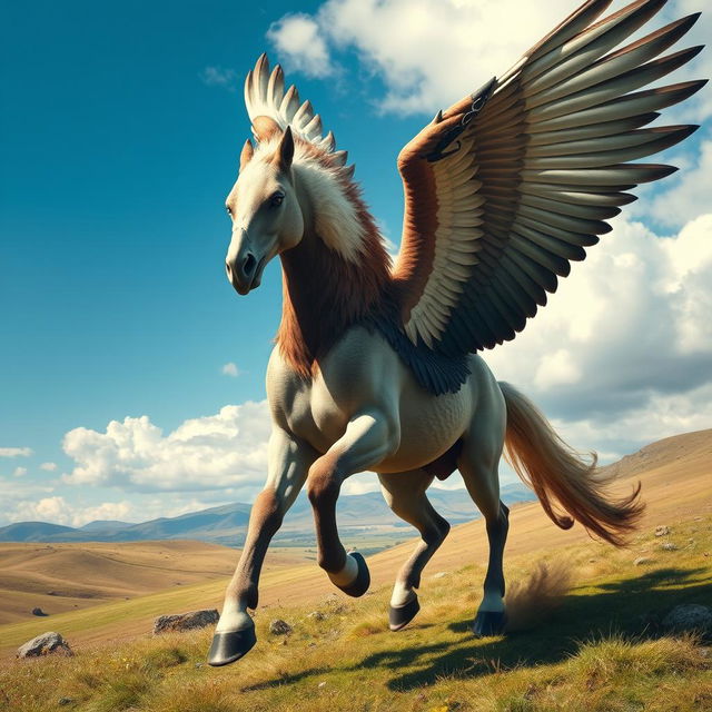 A majestic and powerful hybrid creature that combines the striking features of an eagle and a horse