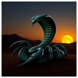 A fearsome hybrid creature that combines the features of a scorpion and a cobra