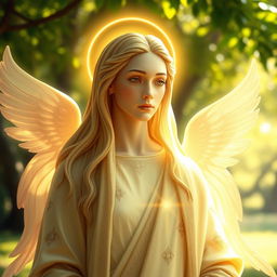 A captivating hybrid character that embodies both human and saintly qualities