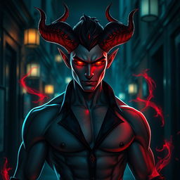 A striking hybrid character that blends human and devilish traits