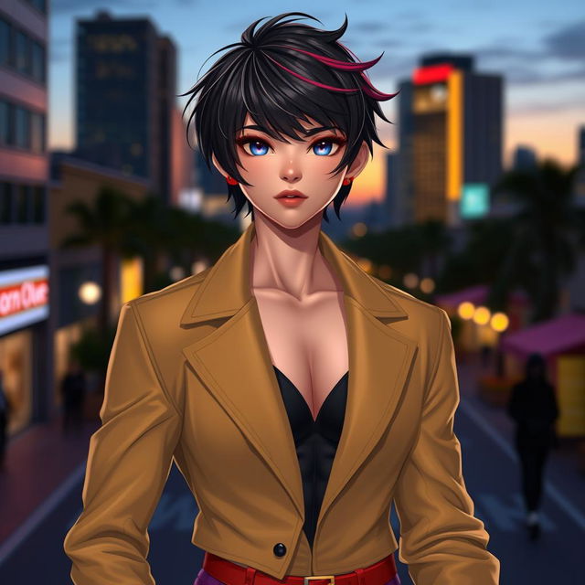 A dynamic and intriguing hybrid character that combines the features of both a man and a woman