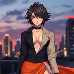 A dynamic and intriguing hybrid character that combines the features of both a man and a woman