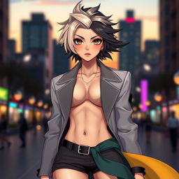 A dynamic and intriguing hybrid character that combines the features of both a man and a woman