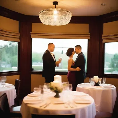 The soft lighting and romantic music in the restaurant helped to accentuate the couple's intimate conversation.