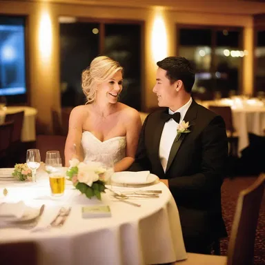The soft lighting and romantic music in the restaurant helped to accentuate the couple's intimate conversation.