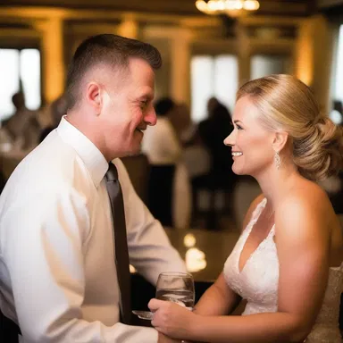 The soft lighting and romantic music in the restaurant helped to accentuate the couple's intimate conversation.