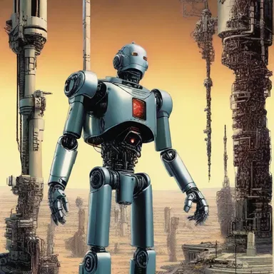 The author accentuated the power struggle between humans and robots in his science fiction novel.
