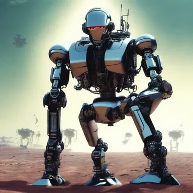 The author accentuated the power struggle between humans and robots in his science fiction novel.