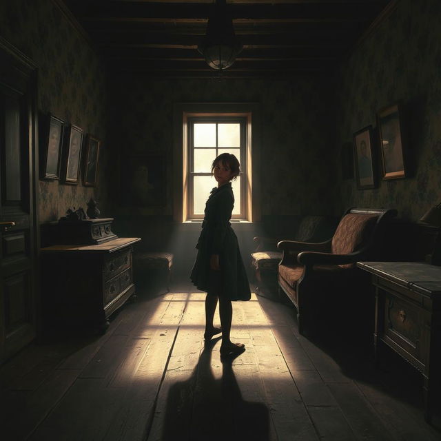 A mysterious scene depicting a character turning around to look, but finding no one present