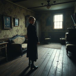 A mysterious scene depicting a character turning around to look, but finding no one present
