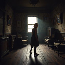 A mysterious scene depicting a character turning around to look, but finding no one present