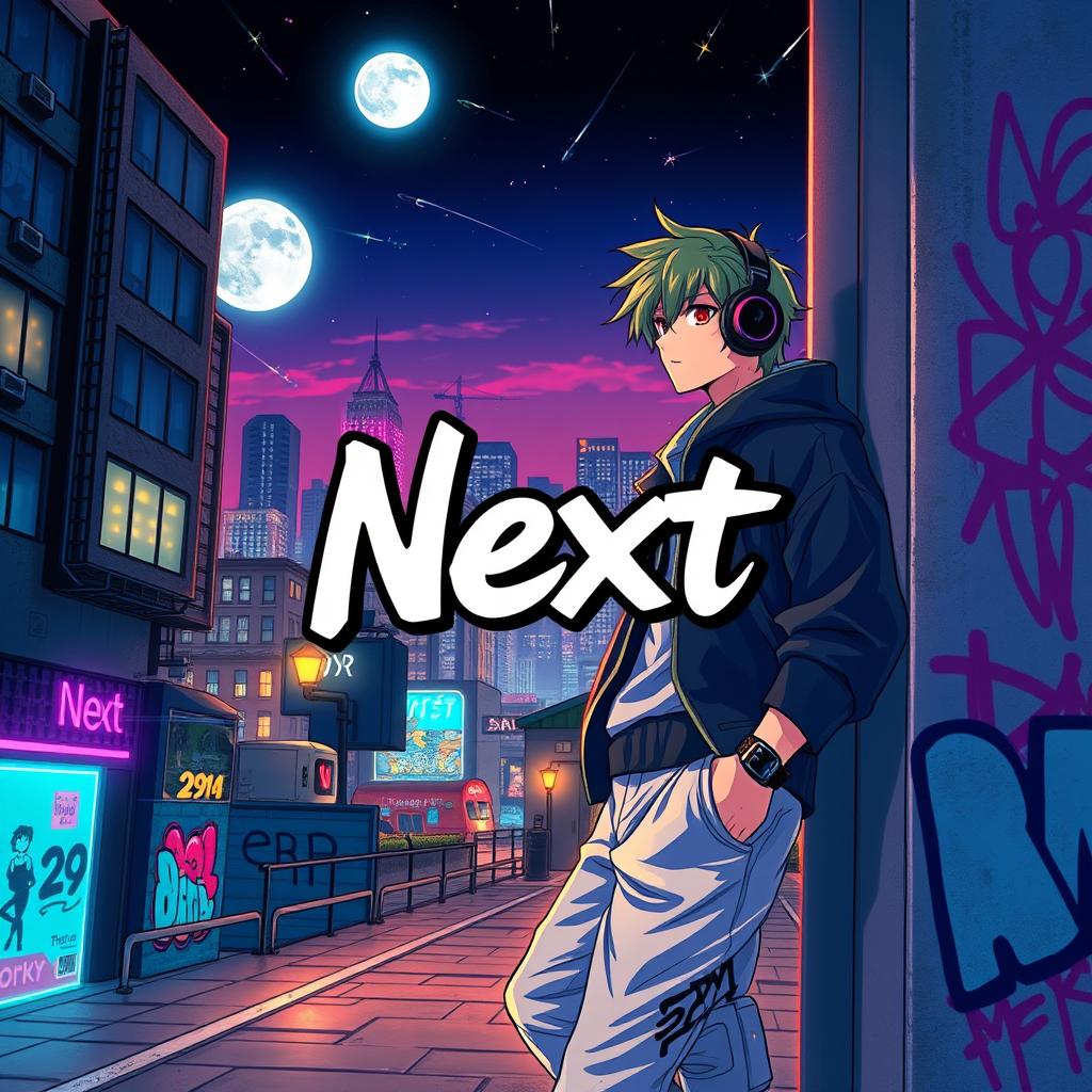 An anime-inspired cover art for a phonk song titled 'Next'