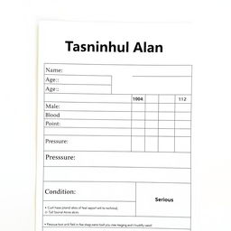 A detailed medical report card, featuring the name 'Tasnimul Alam' prominently at the top