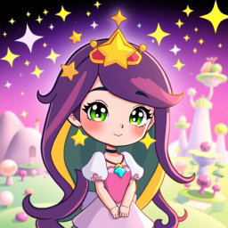 A stylized character inspired by Star Butterfly, depicted in a whimsical and magical environment