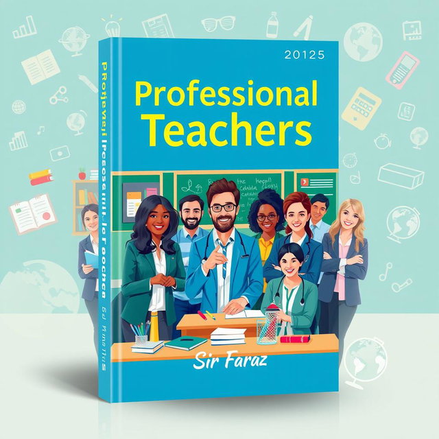 A full size straight book cover design for the title 'Professional Teachers' by Sir Faraz 2025