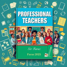A full size straight book cover design for the title 'Professional Teachers' by Sir Faraz 2025