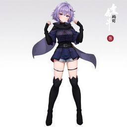 A female original character from Genshin Impact set in Sumeru, featuring short wavy lilac purple hair and captivating gray eyes