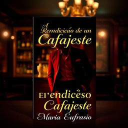 A sensual book cover design featuring an alluring silhouette of a confident and charming man, dressed in a stylish outfit, leaning against a vintage bar