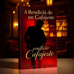 A sensual book cover design featuring an alluring silhouette of a confident and charming man, dressed in a stylish outfit, leaning against a vintage bar