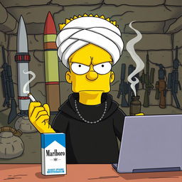 Bart Simpson looking slightly angry in an underground gang room