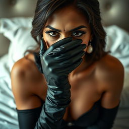 A captivating image of a sexy Indian woman in a glamorous mistress outfit