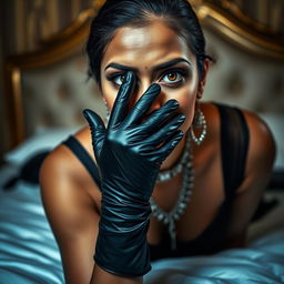 A captivating image of a sexy Indian woman in a glamorous mistress outfit
