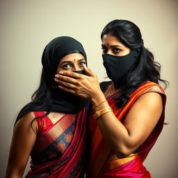 An intriguing image featuring a sexy Indian woman wearing a vibrant saree, elegantly styled yet modern