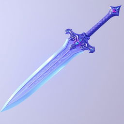 A beautifully designed battle sword inspired by Genshin Impact, featuring a graceful lilac purple and light blue color scheme