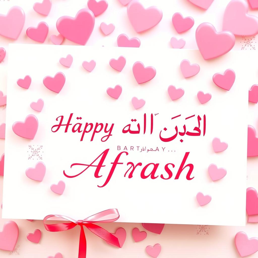 A beautifully designed gift card with the words 'تولدت مبارک افشار' (Happy Birthday Afrash) in elegant, flowing script