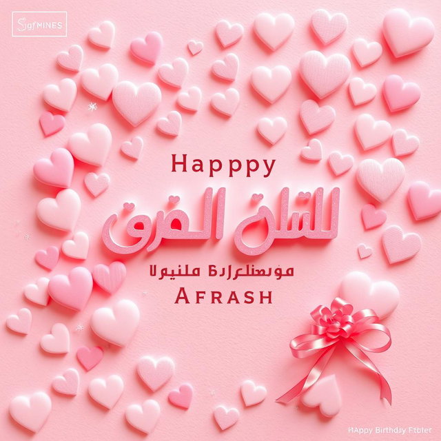 A beautifully designed gift card with the words 'تولدت مبارک افشار' (Happy Birthday Afrash) in elegant, flowing script