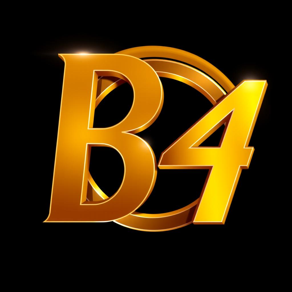 A logo featuring the letter 'B' and the number '4' in a stunning 3D effect