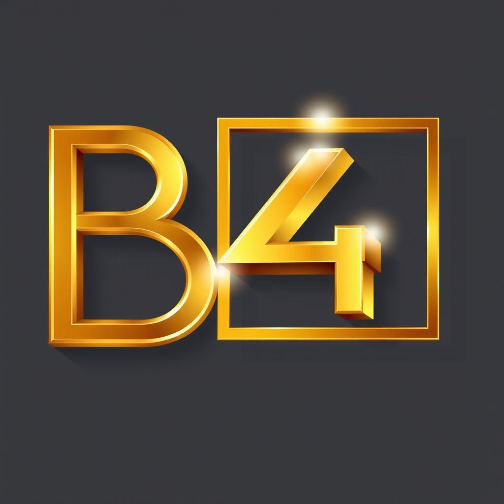 A visually striking logo incorporating the letter 'B' and the number '4' with an impressive 3D effect