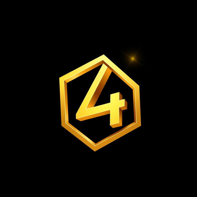 A visually striking logo incorporating the letter 'B' and the number '4' with an impressive 3D effect