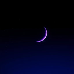 A stunning night sky featuring a half-moon illuminated in a deep purple hue