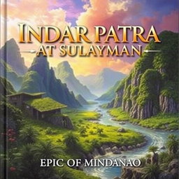 An artistic representation of the epic scene featuring INDARAPATRA AT SULAYMAN, with the title 'INDARAPATRA AT SULAYMAN' prominently displayed in large, bold letters at the top