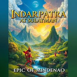 An artistic representation of the epic scene featuring INDARAPATRA AT SULAYMAN, with the title 'INDARAPATRA AT SULAYMAN' prominently displayed in large, bold letters at the top