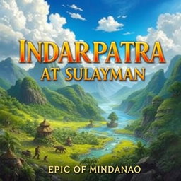 An artistic representation of the epic scene featuring INDARAPATRA AT SULAYMAN, with the title 'INDARAPATRA AT SULAYMAN' prominently displayed in large, bold letters at the top