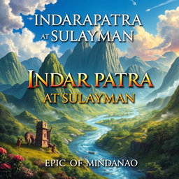 An artistic representation of the epic scene featuring INDARAPATRA AT SULAYMAN, with the title 'INDARAPATRA AT SULAYMAN' prominently displayed in large, bold letters at the top