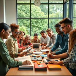 An inspiring image representing capacity building, showcasing a diverse group of individuals engaged in collaborative learning and skill development