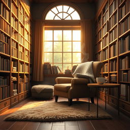 An engaging introduction scene depicting a warm and inviting library