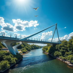 A modern bridge design featuring sleek lines and a futuristic aesthetic
