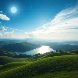A vibrant and dynamic video made from a beautiful photo, showcasing a serene landscape transitioning through day and night