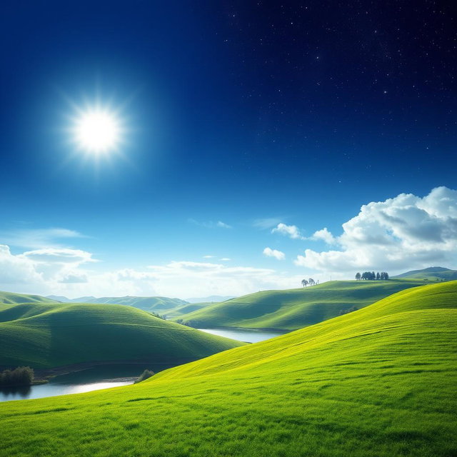 A vibrant and dynamic video made from a beautiful photo, showcasing a serene landscape transitioning through day and night