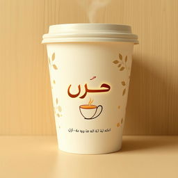 A modern paper coffee cup design with a warm and elegant aesthetic