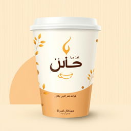 A modern paper coffee cup design with a warm and elegant aesthetic
