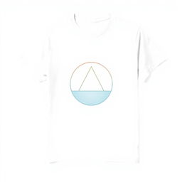 A minimalist t-shirt design featuring a simple abstract geometric shape in calming colors