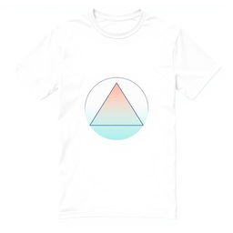 A minimalist t-shirt design featuring a simple abstract geometric shape in calming colors