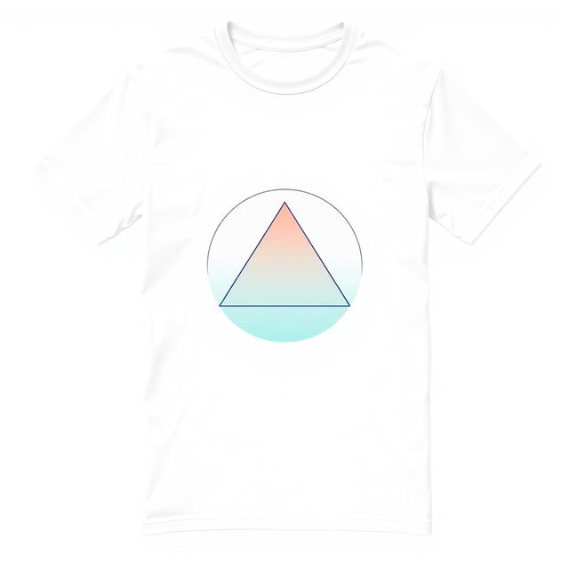 A minimalist t-shirt design featuring a simple abstract geometric shape in calming colors