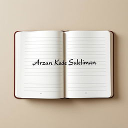 A hyper-realistic open notebook viewed from above, featuring lined pages